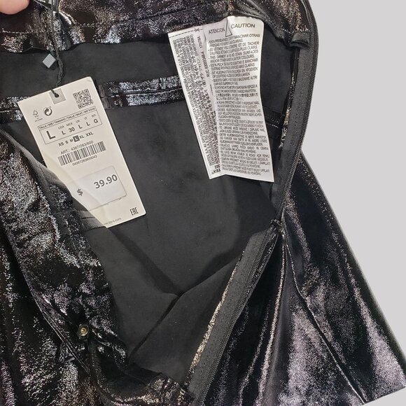 Zara Black Metallic Wrap-Style Mini Skort With Button Detail Size L - Picture 13 of 13